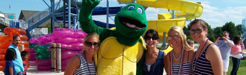 Turtle mascot at water park